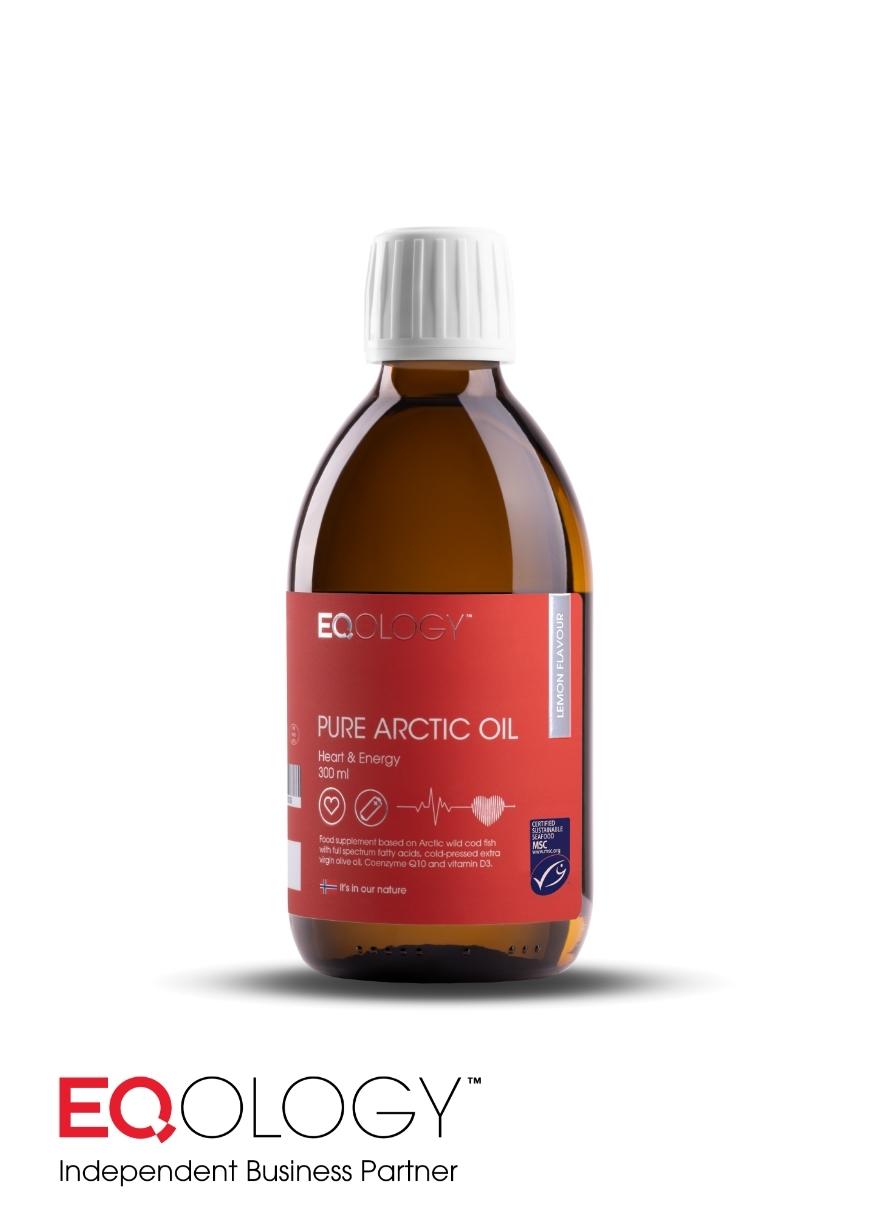 Butelka EQ Pure Arctic Oil Gold na jasnym tle